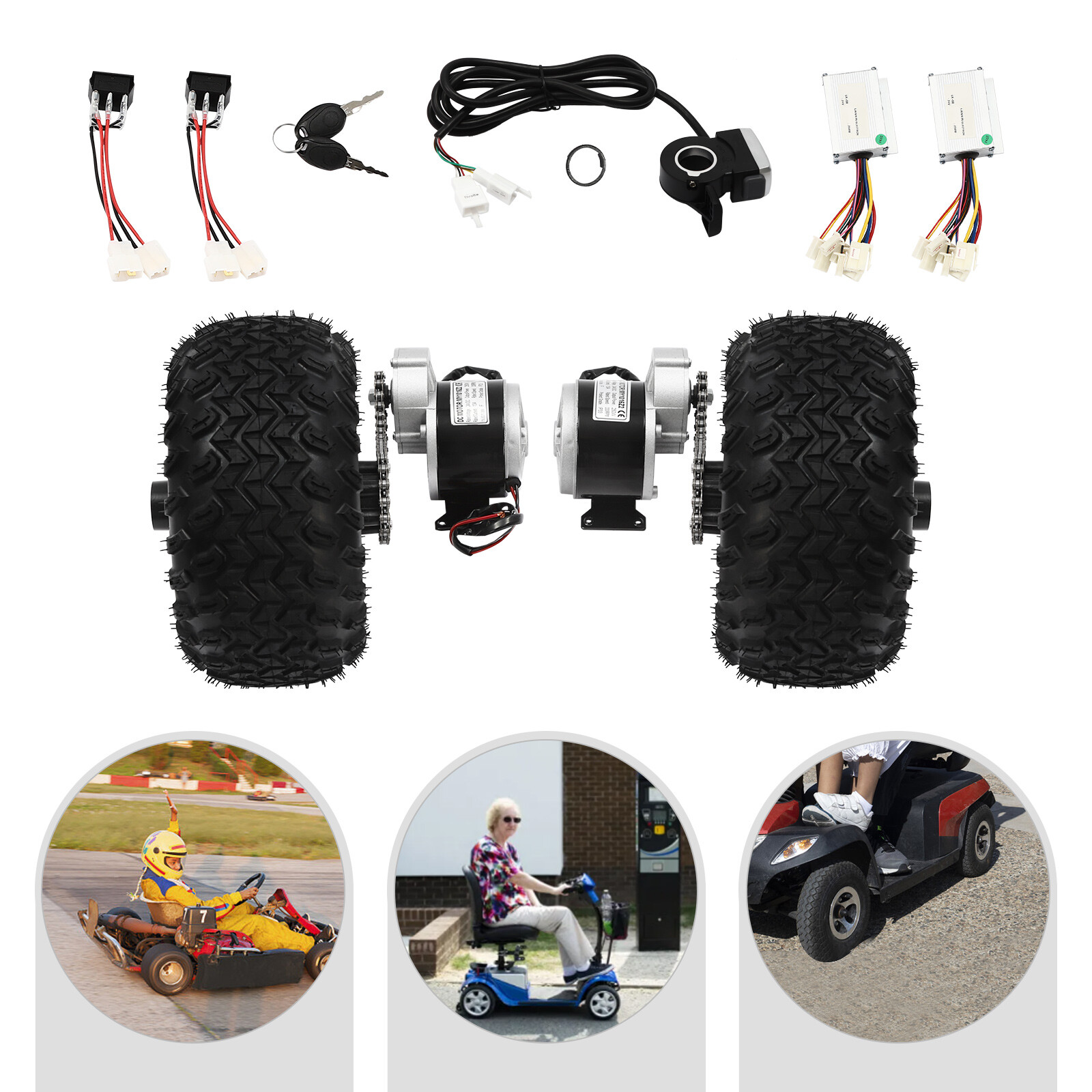 Double Wheel Motor Drive For Electric Cart Scooter Air Wheel Conversion Kit 250W
