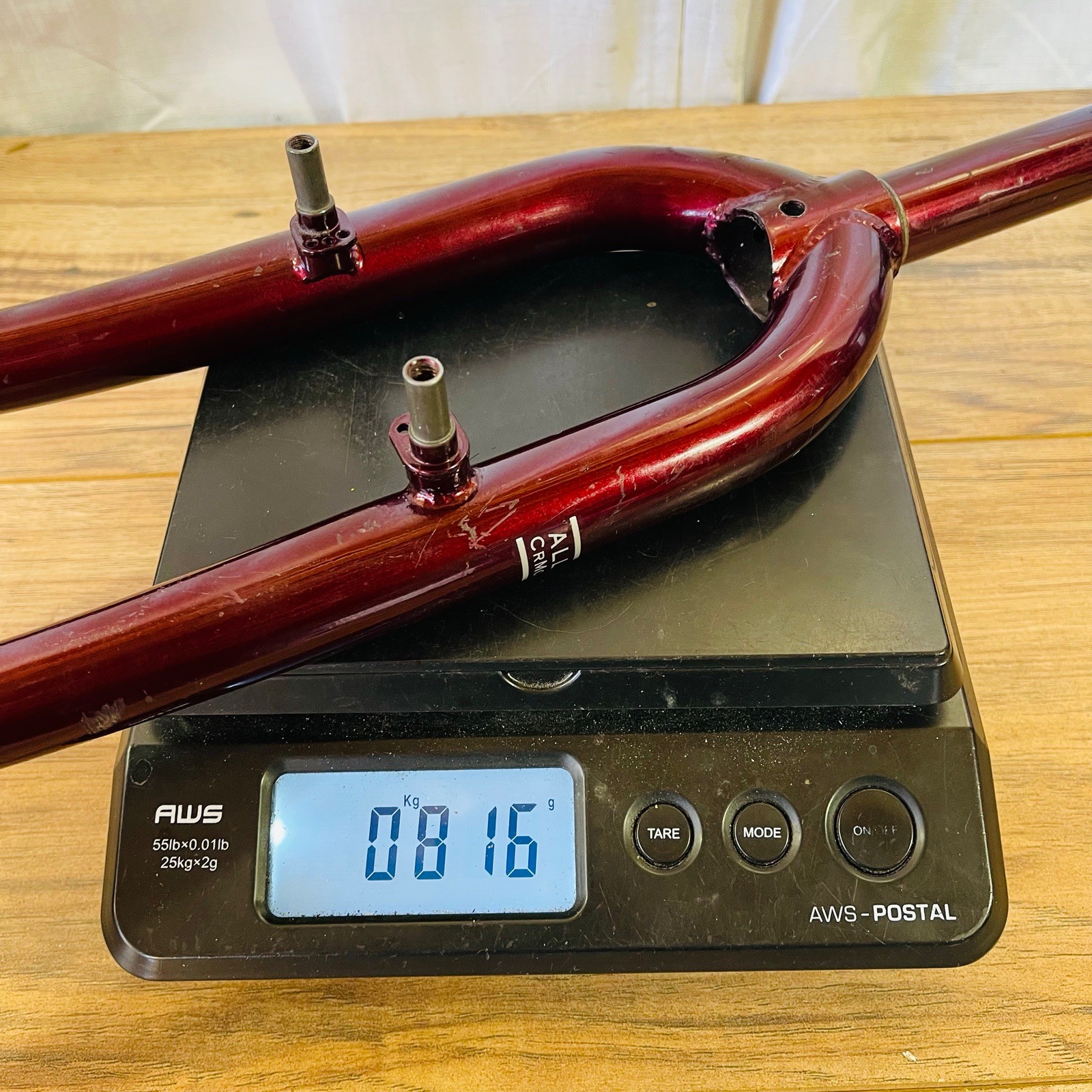 1-inch Threadless MTB Rigid Fork 175mm Steerer Burgundy All CRMO Steel
