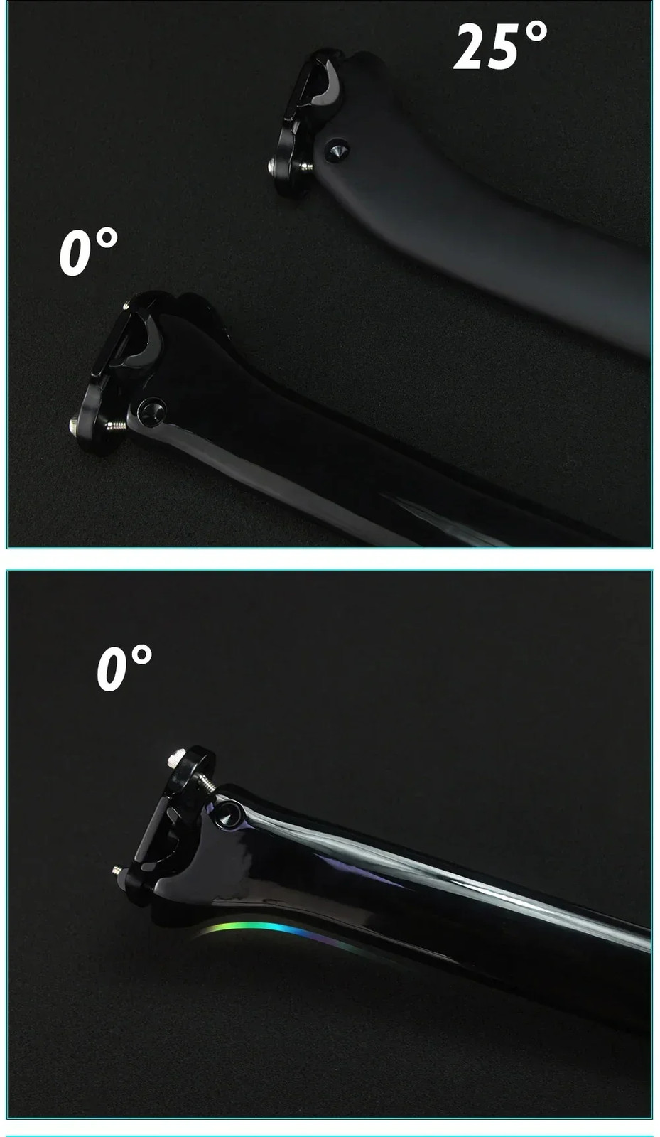 Lightweight Carbon Road Bike Seatpost 350mm 0/25 Degree Offset UD Matte Glossy
