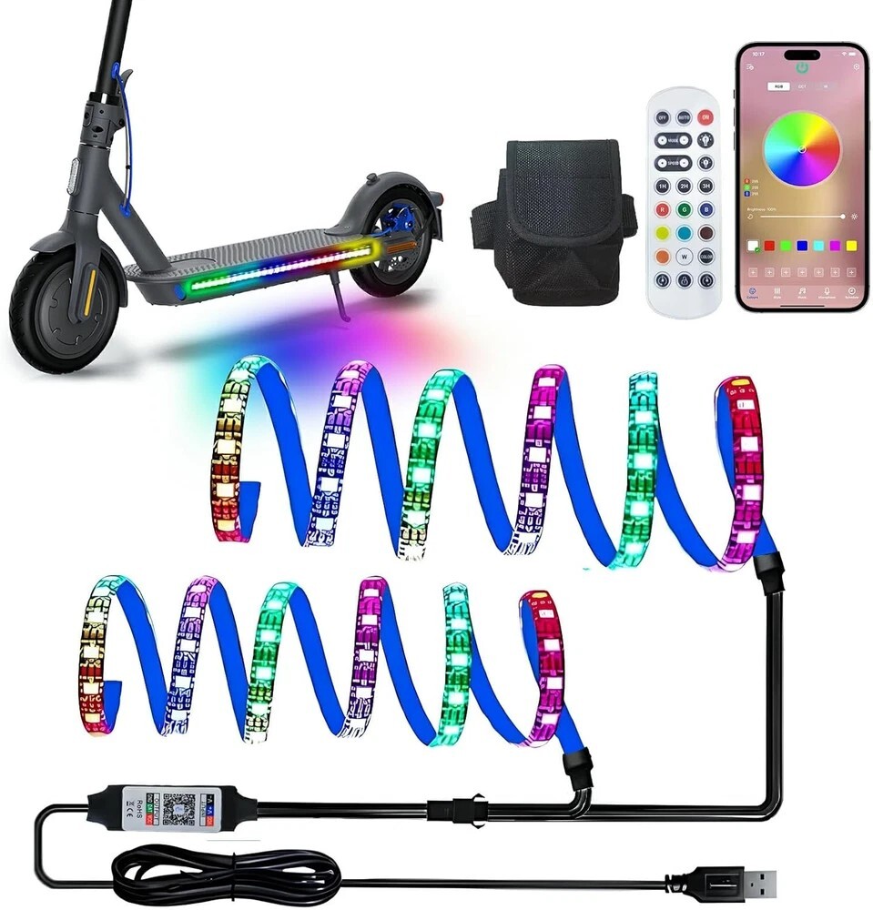 Led Lights for Scooter Night Riding, Battery Powered Remote & APP Controlled Col