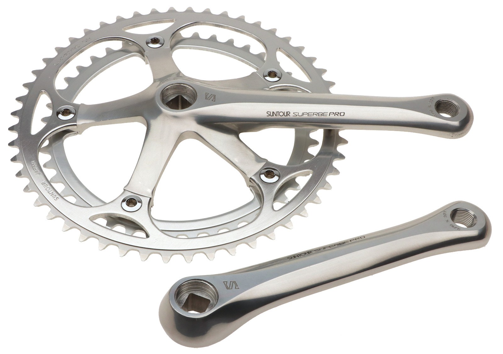 Sun Tour Superbe Pro CW-5000 Crankset 8 Speed 165mm Silver 52/42 NOS NEW