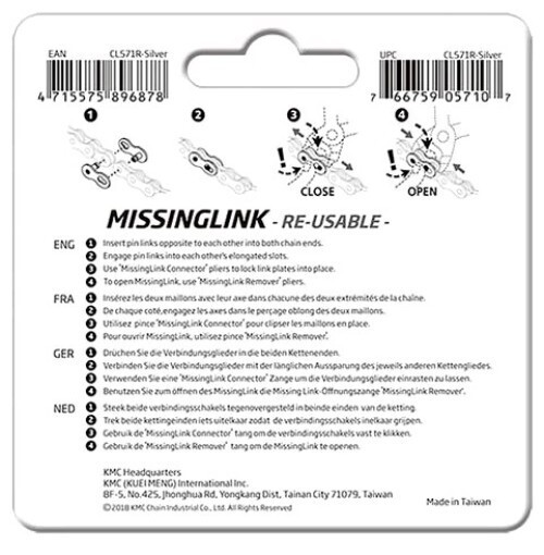 Two Pack NEW KMC 7/8-Speed Missing Link Bike Chain Quick Links fits KMC & SRAM