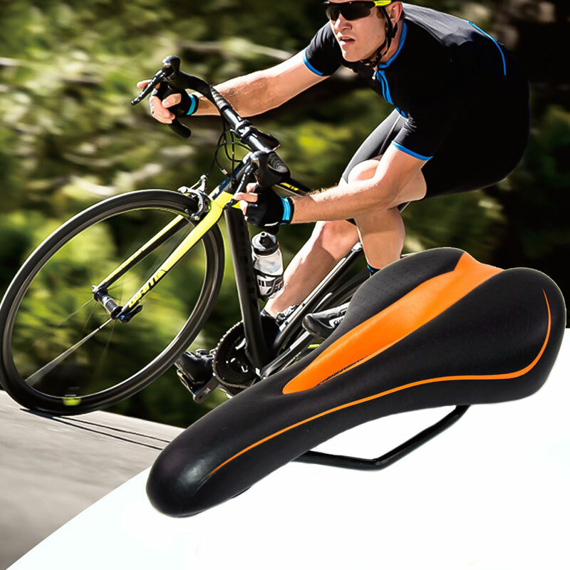 Bicycle Bike Saddle Hollow Soft Comfort MTB Saddle Seat Orange Road Cushion Pad