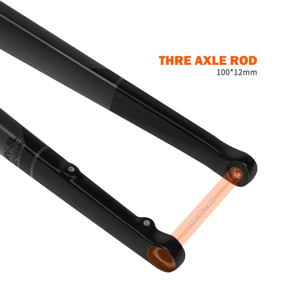 TOSEEK 700C Rigid Carbon Fiber Gravel MTB Bike Fork Tapered Disc Brake 100*12mm