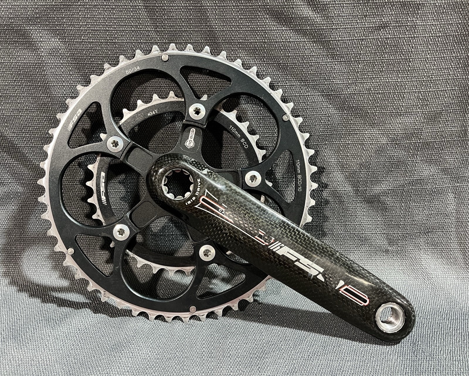 FSA Carbon Pro Compact Crankset 172.5mm 50/34T 5-Bolt 110BCD ISIS Road Bike