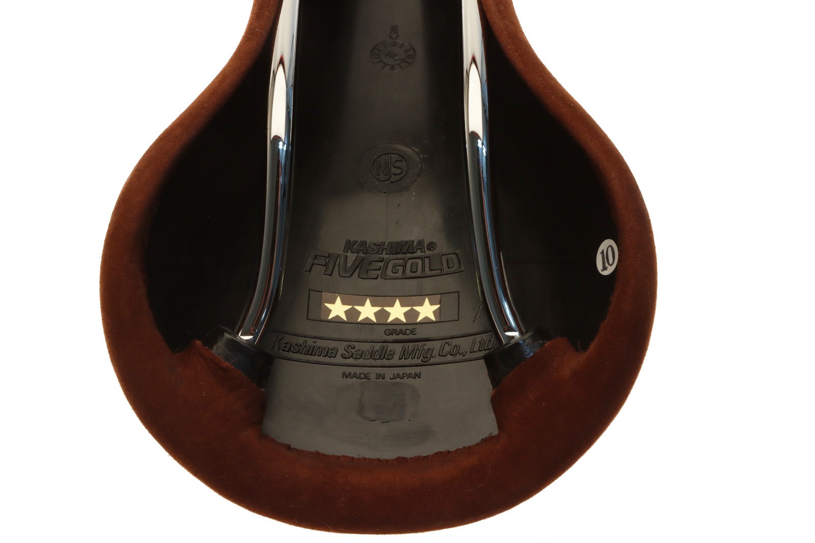 Kashimax Five Gold 4P Saddle NJS Standard Rails Brown Suede Leather NEW NOS