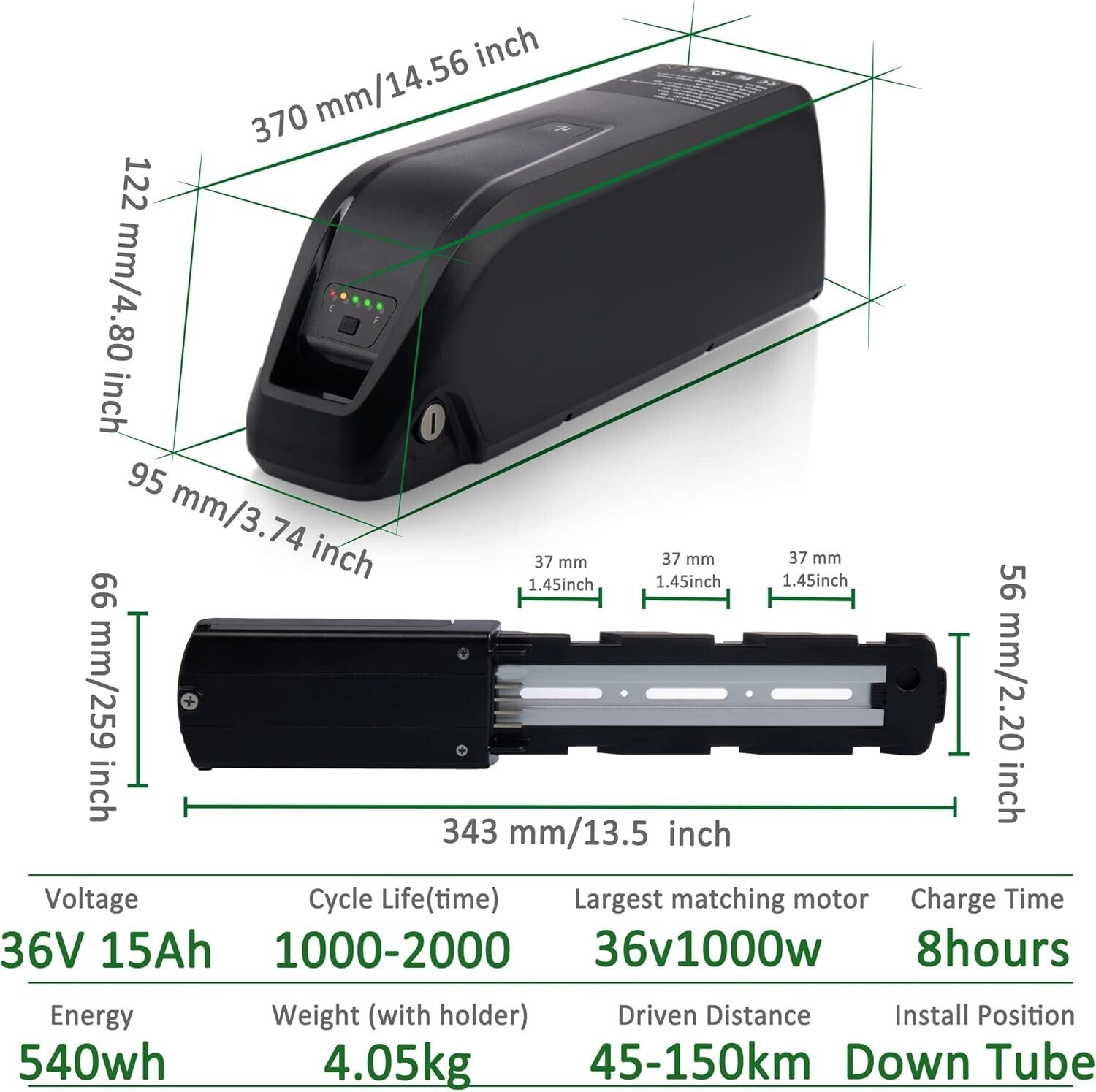 Hailong 36V 15Ah Ebike Battery for Electric Bike Motor Lithium Battery 40A BMS