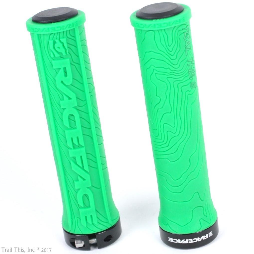 RaceFace Half Nelson Green Lock-On MTB DH BMX Handlebar Bike Grips Tacky 134mm