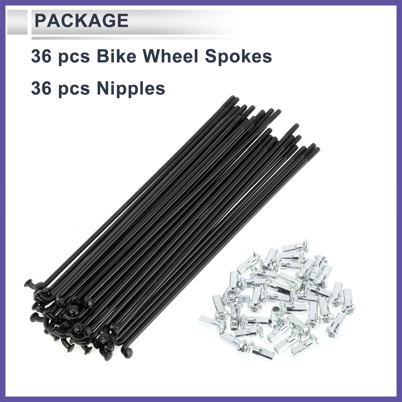 1Set 12G 159mm Length Bicycle Spokes Nipple Carbon Steel Black Universal