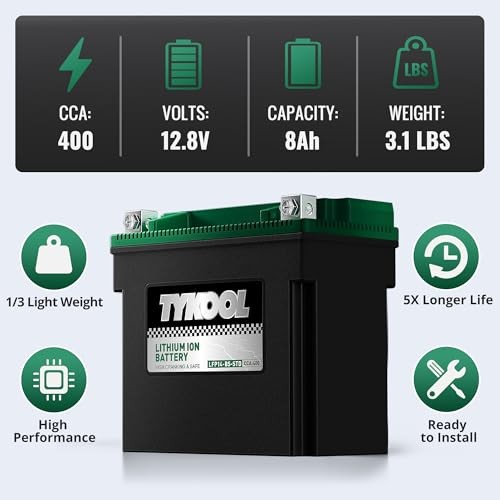 LFPLithium Battery, Replaces YTX14-BS, 400CCA 8Ah Fits for ATV UTV 14-BS-STD