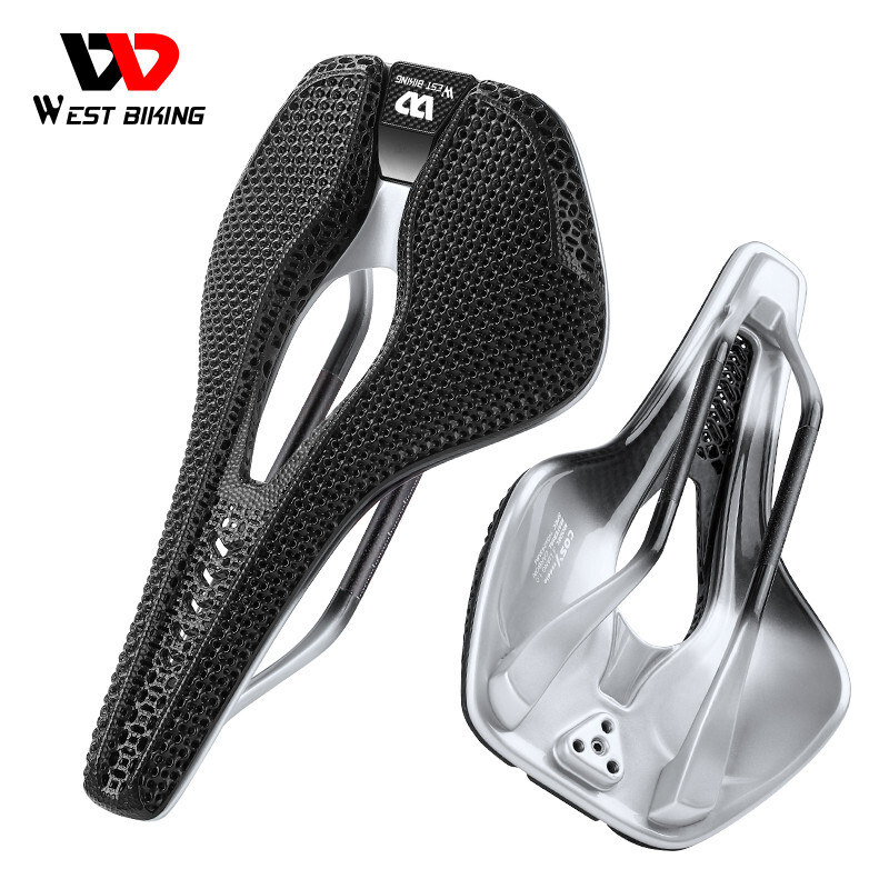 WEST BIKING 3D Printed Short Nose Bicycle Saddle Carbon Fiber Bike Saddle White