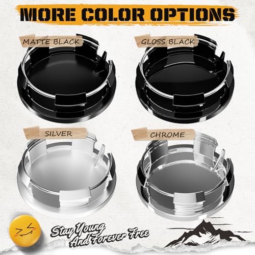 2.5Inch 63MM Wheel Center Caps for Dodge Outer 63MM , Inner 56MM Matte Black