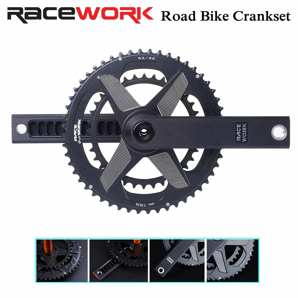 Road Bike Crankset 170mm Chainset Chain Wheel Shaft Bicycle Double Chainring