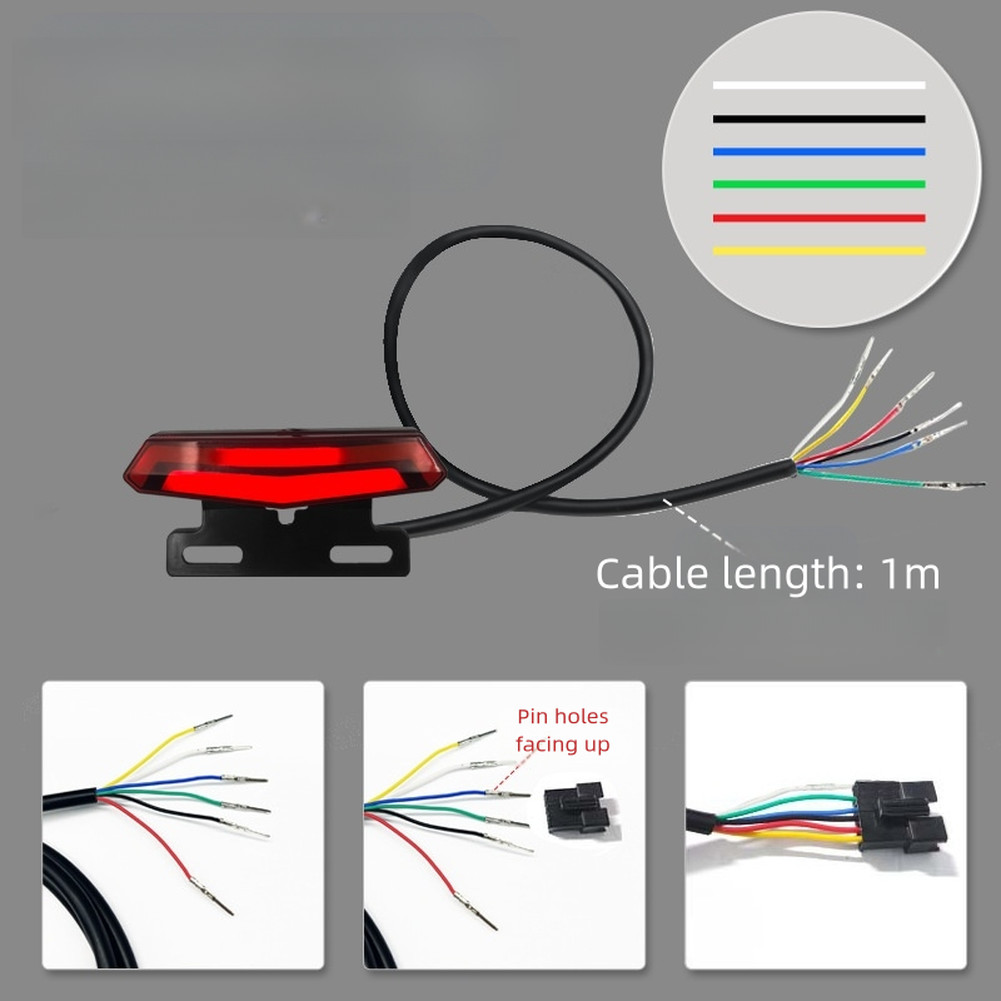 Electric Bike Tail Light 6 Pin with Brake Light and Turn Signal Waterproof