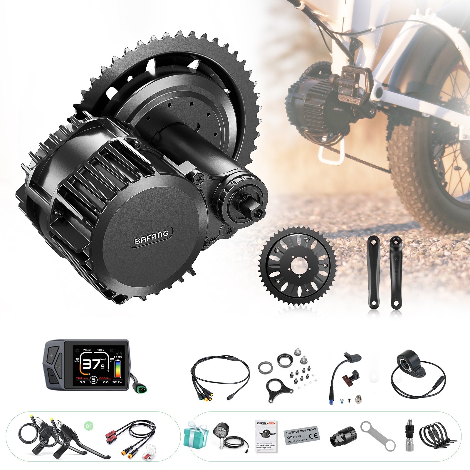 Bafang 52V1000W Electric Bicycle Conversion Kits BBSHD Mid Motor Kit 68-73mm US