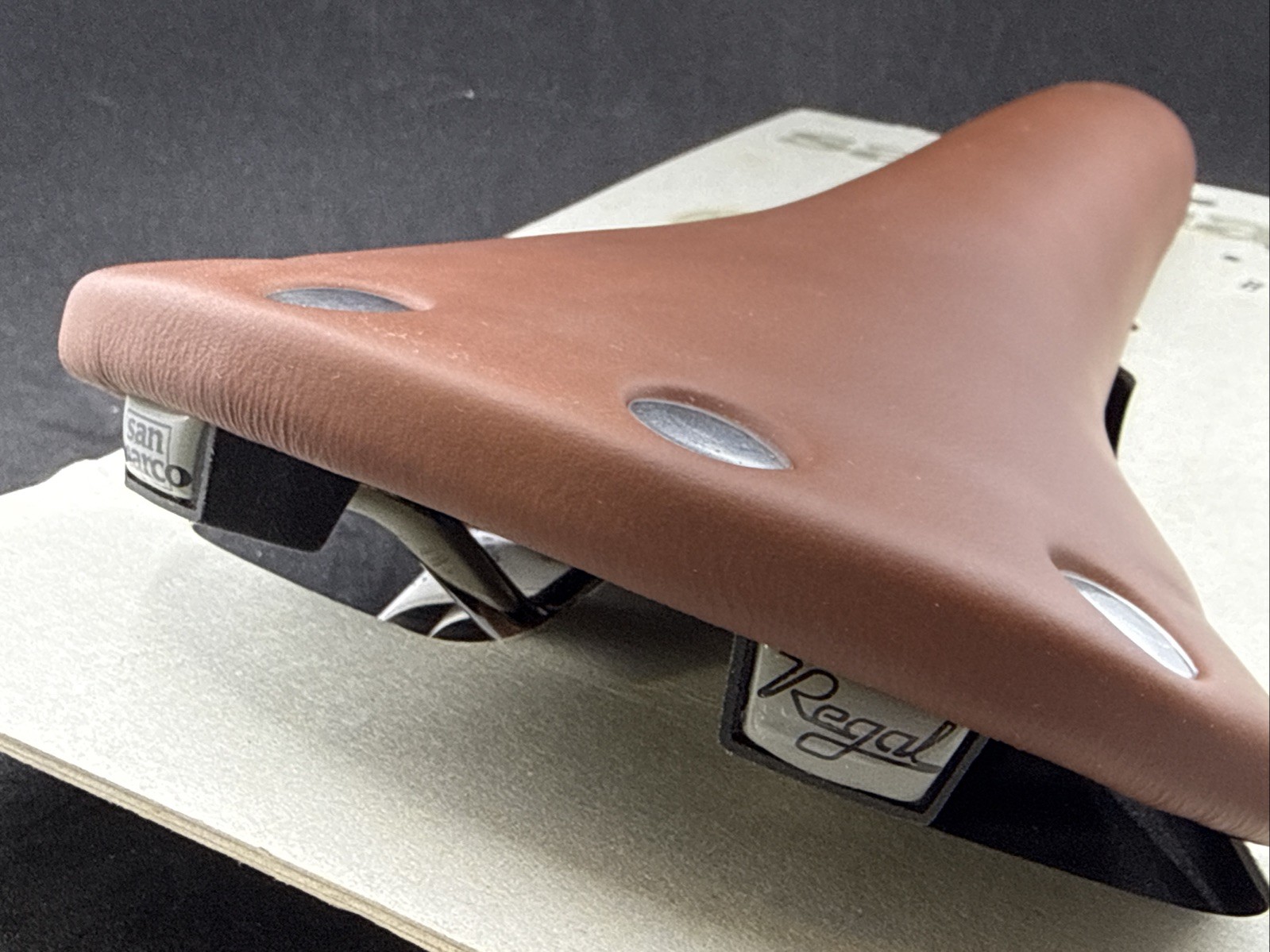 NOS Selle San Marco REGAL Brown Leather Saddle Chrome Accents Cro-Mo Rail