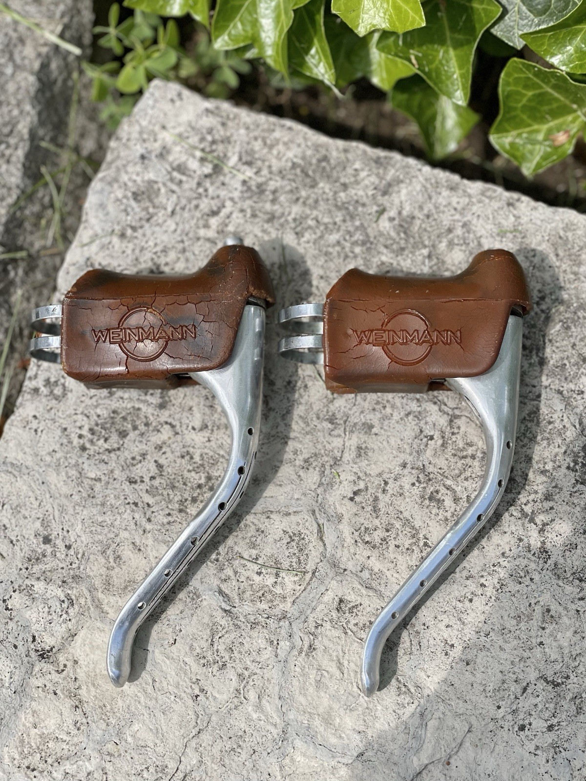 Vintage Weinmann Drilled Brake Levers- Drillium Road Brakes 1970s 605 Black Dot