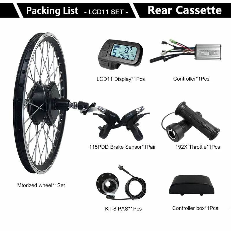 250W/350W/500W 36V/48V MTB E-bike Conversion Kit Rear Cassette Wheel Hub Motor