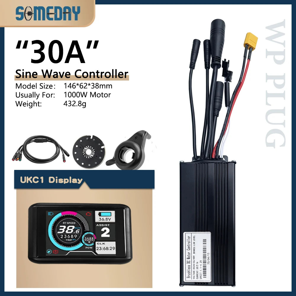 Ebike Three-Mode 17A-30A Sinewave Waterproof Controlle 24V-48V 250W-1000W Motor