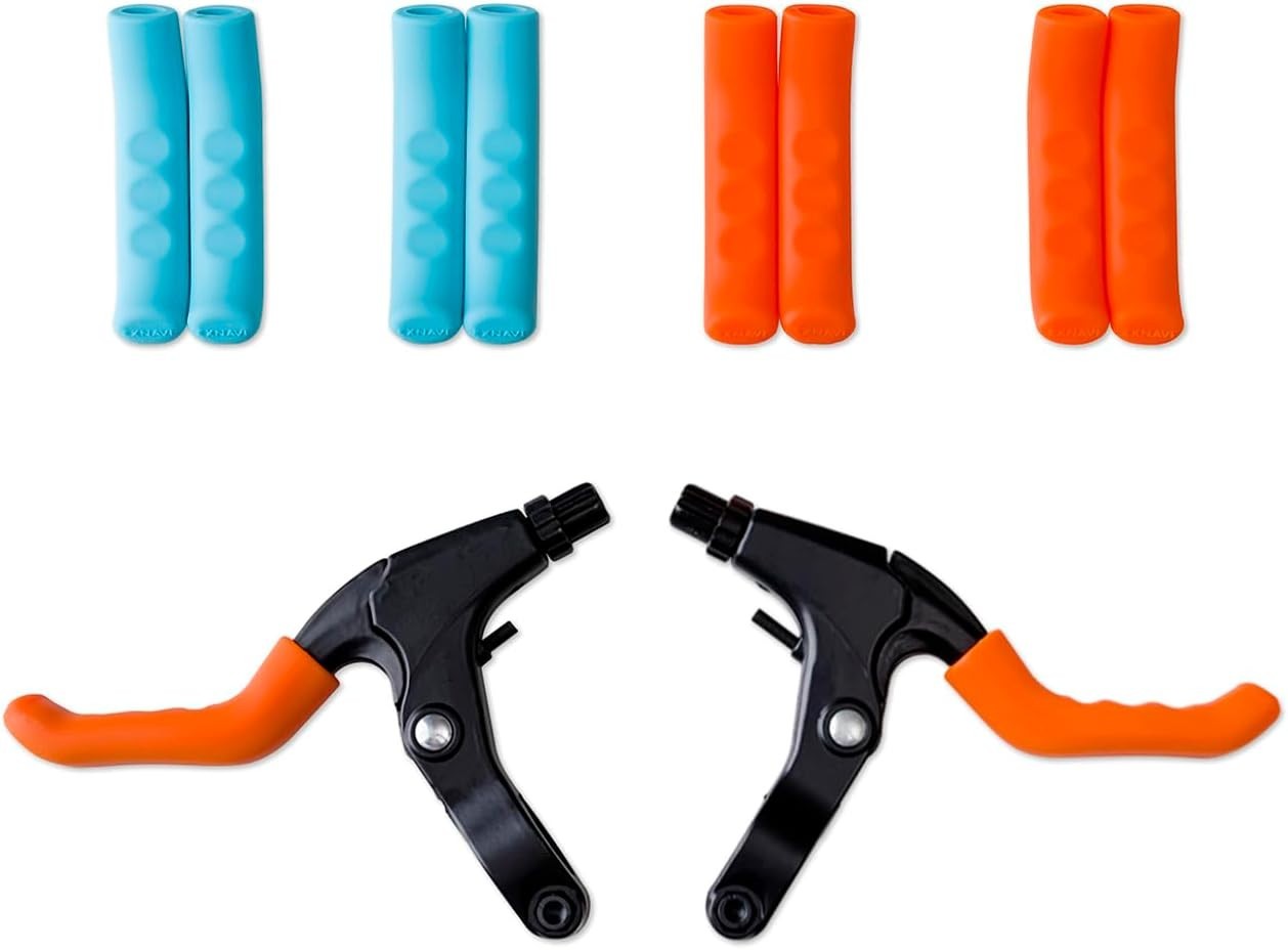 2 Pairs Silicone Brake Lever Covers for Bikes – Anti-Slip Handle Sleeves, Fit…