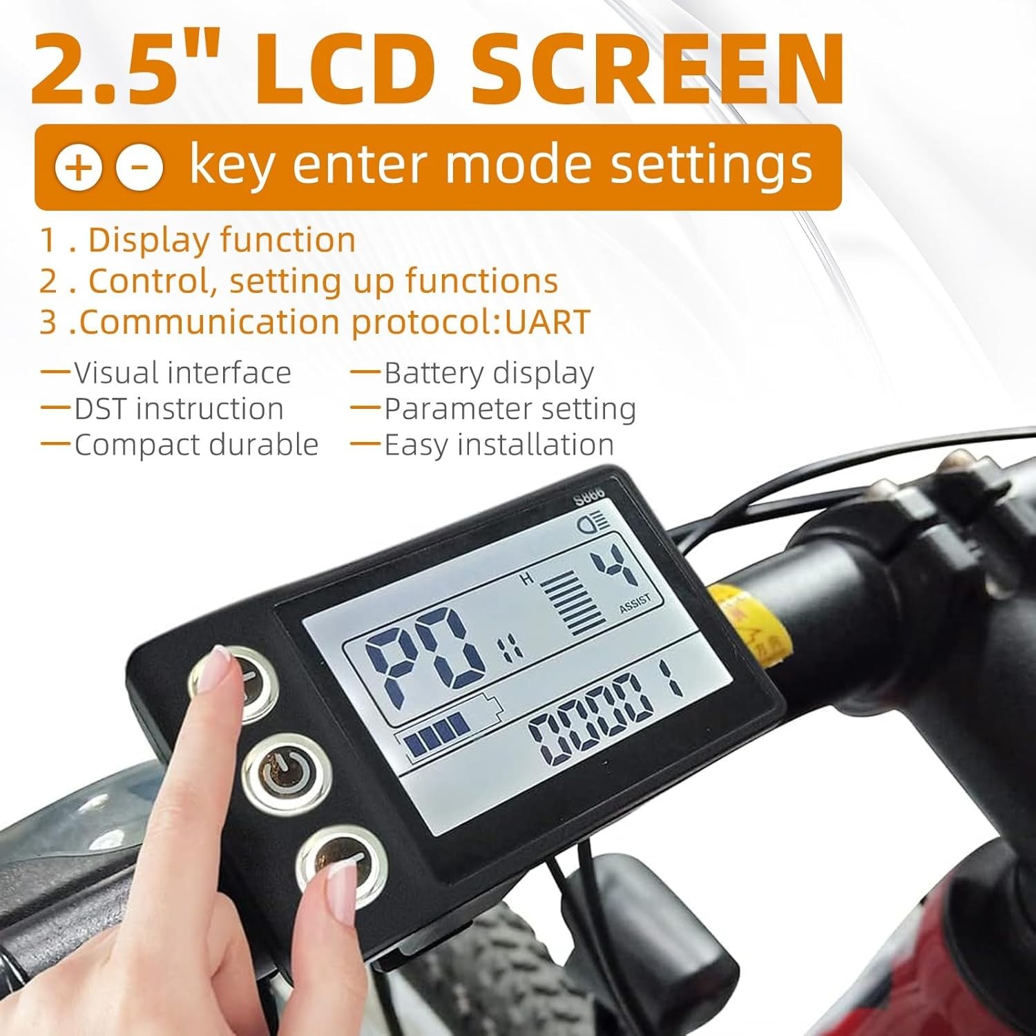 S866 eBike LCD Display Meter: Wireless 24V 36V 48V Control Panel with Backlight