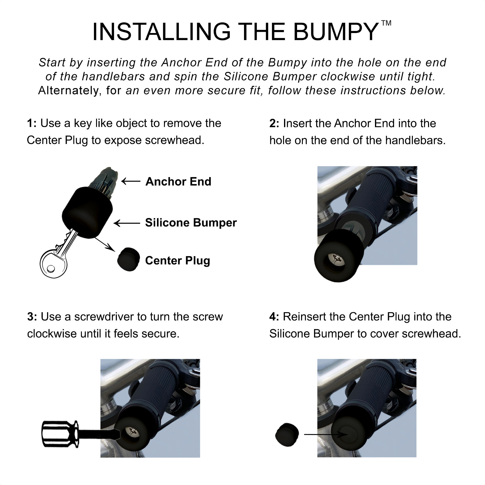 BUMPY END PLUG Bike Handlebar Soft Safe Secure Best Fit Grip Cap Black Pair