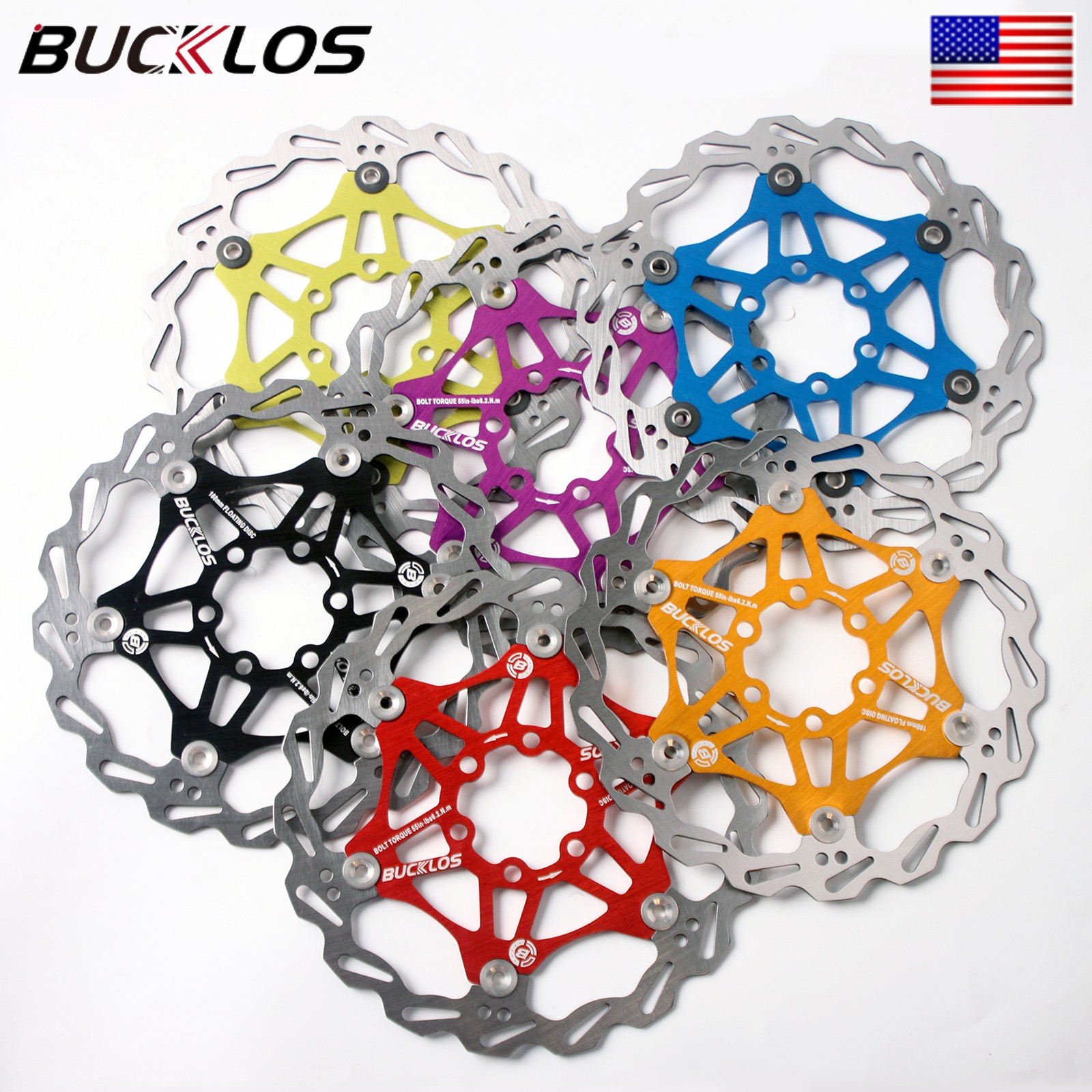 BUCKLOS MTB Bicycle Floating Disc Brake Rotors 160/180/203mm PM/IS Brake Adapter