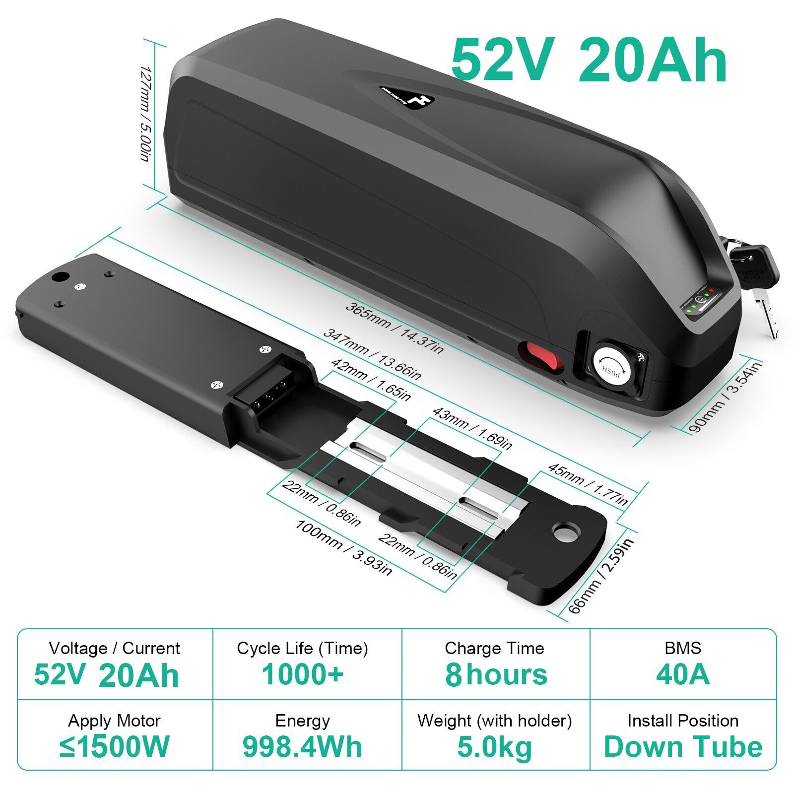 Samsung Ebike battery 48V 52V 20Ah 25Ah Lithium for 0~1500W Bicycle Bafang Motor