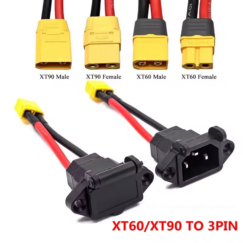 XT60/XT90 to C14 3-pin 10AWG Male Female Power Socket E-bike Charging Cable