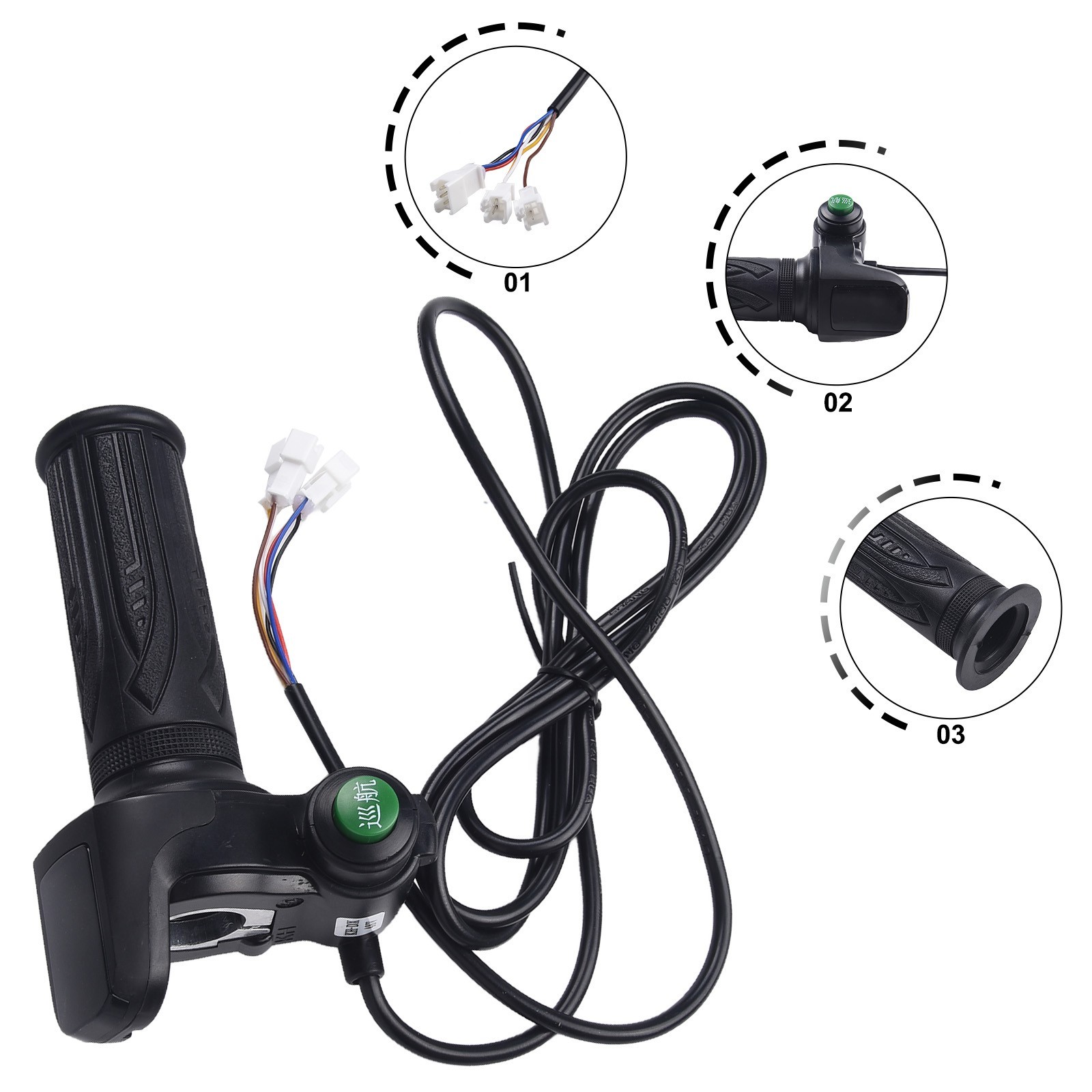 EBike Throttle Grip with 5 Pin Interface and Real time Voltage Display