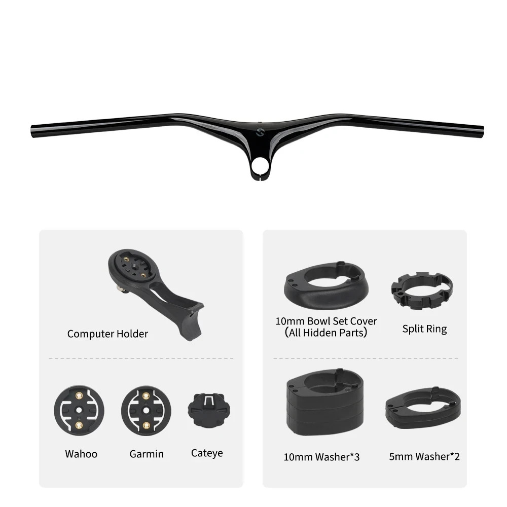 Carbon MTB Bicycle Integrated Handlebars Stem Angle -17 Degree Bicycle Parts