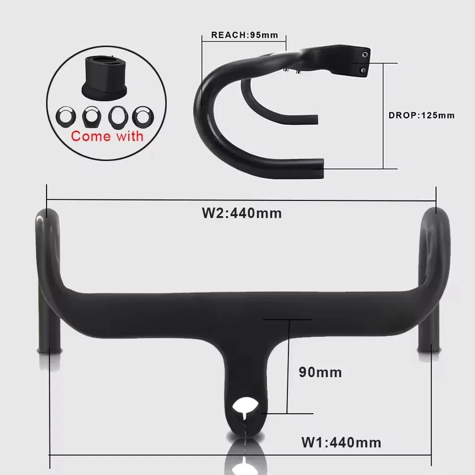 Carbon Handlebar 28.6mm Integrated Road Bike Handlebar Parts with Stem Spacer
