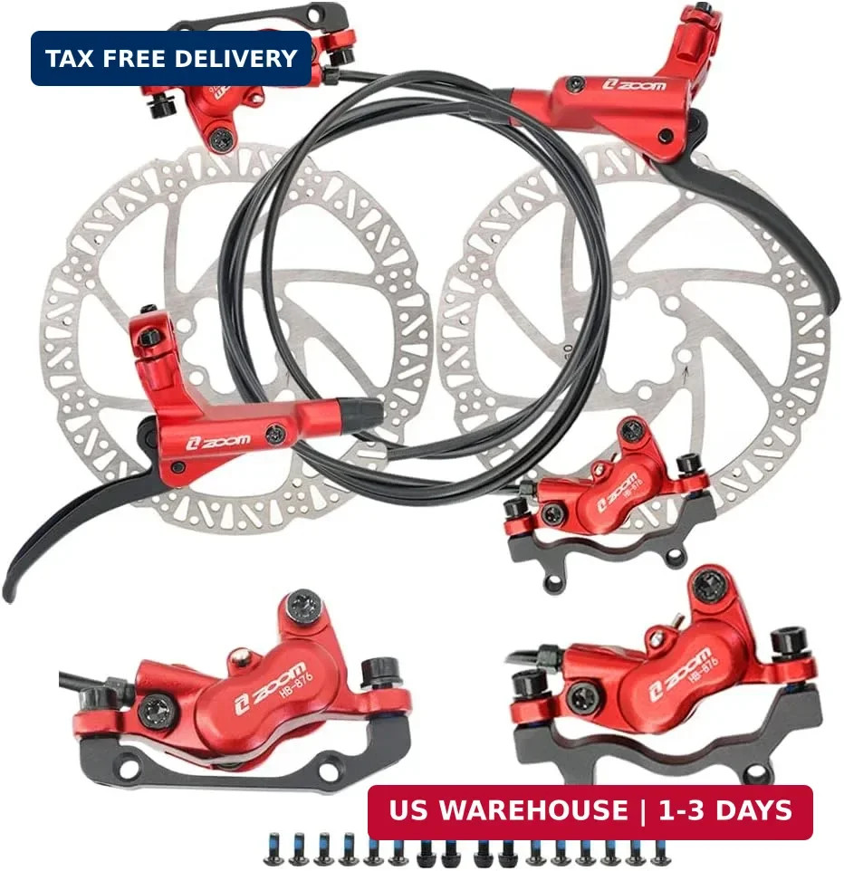JFOYH zoom HB876 4-Piston Pre-Bled Hydraulic Disc Brake Set for Mountain Bike, B