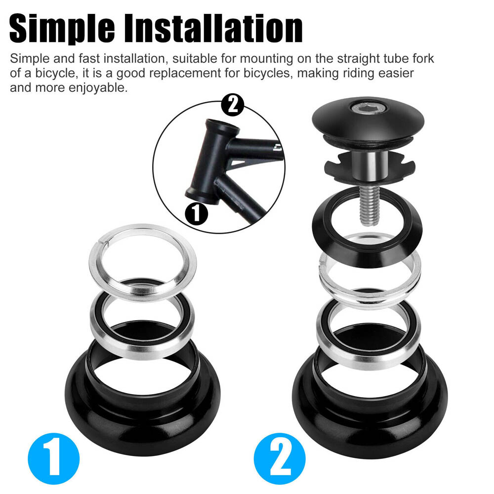 US 2Sets 34mm 1-1/8″ Threadless MTB Road Bicycle Sealed External Bearing Headset
