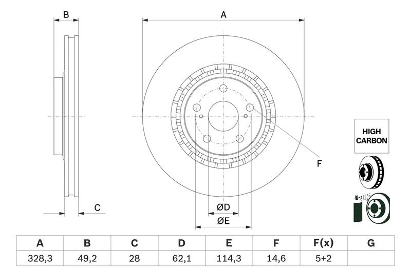Brake Disc BOSCH 0 986 479 G63 for LEXUS TOYOTA
