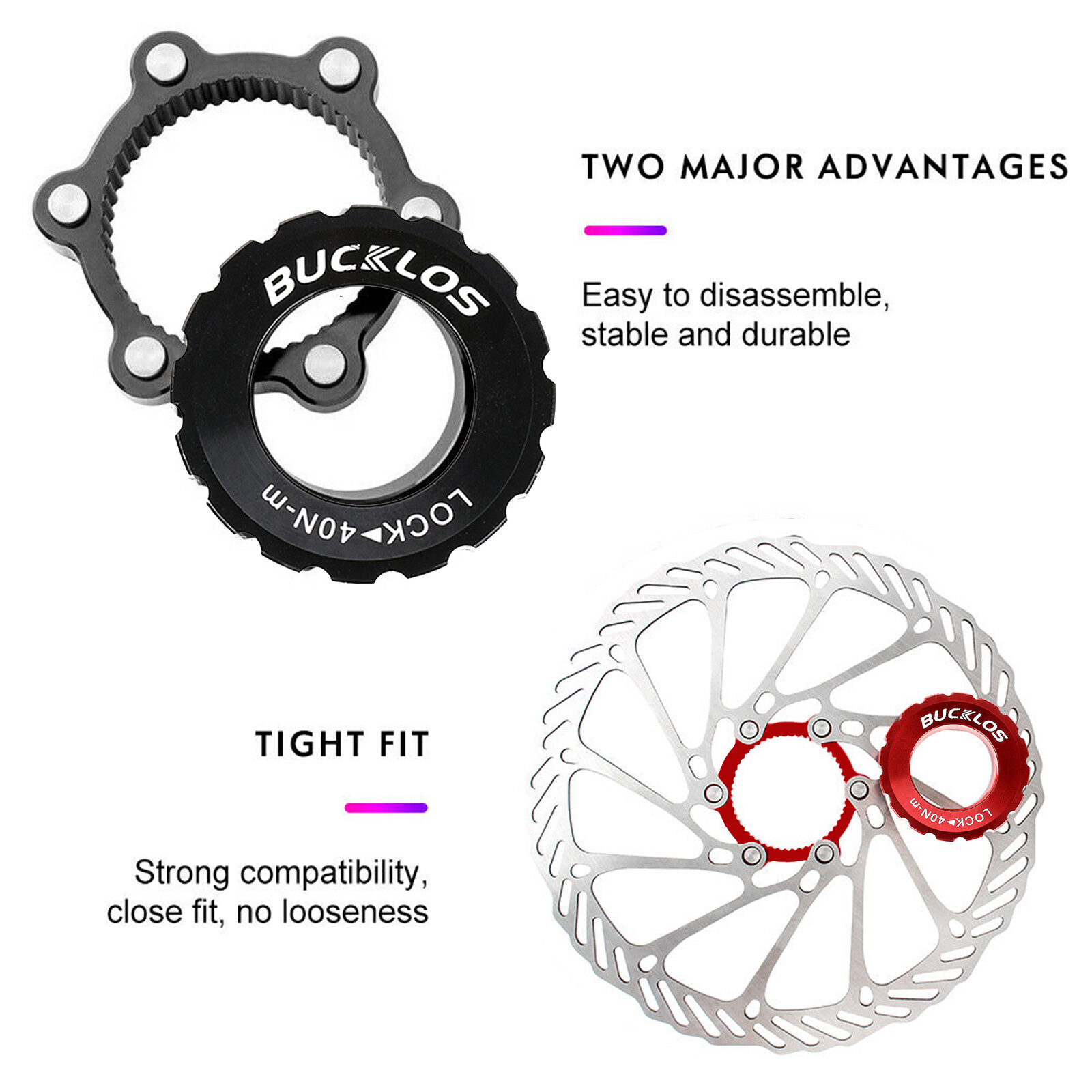 Bicycle Thru-Axle Center-Lock Disc Rotor Adapter 6-Bolt to CenterLock Aluminum
