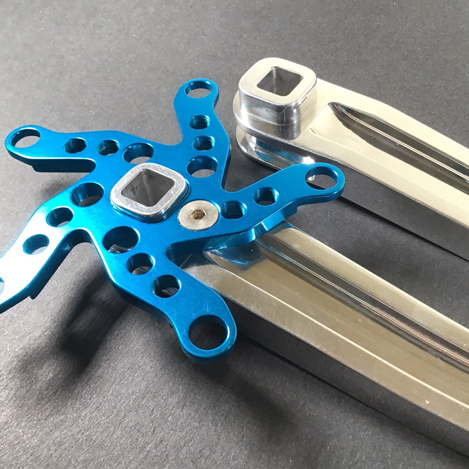 Kooka Crank Arm Set Silver/Blue 170mm 74/110 NOS Vintage MTB Grafton Yeti Klein