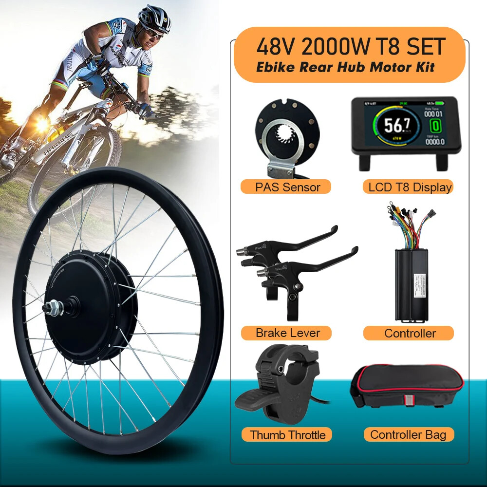 MTB Ebike Conversion Kit 48V 2000W 3.0Tyre Brushless Rear Rotate Hub Motor Wheel