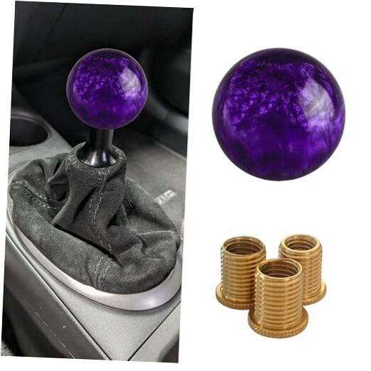 Shift Knob Manual Gear, Shifter Knobs, Acrylic Round Gear Shift Stick Purple