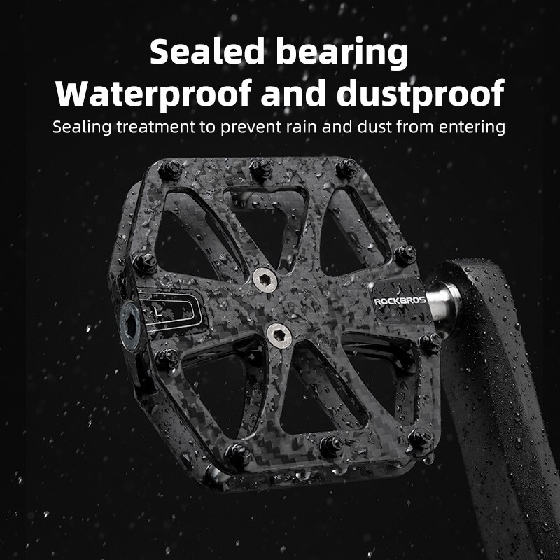 ROCKBROS Bicycle Carbon Pedal Titanium Axle Super Light 3Bearing Anti-Skid Pedal