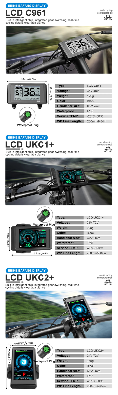 Ebike Intelligent LCD Screen Waterproof 5 Pin OLED Display for Mid Drive Motor