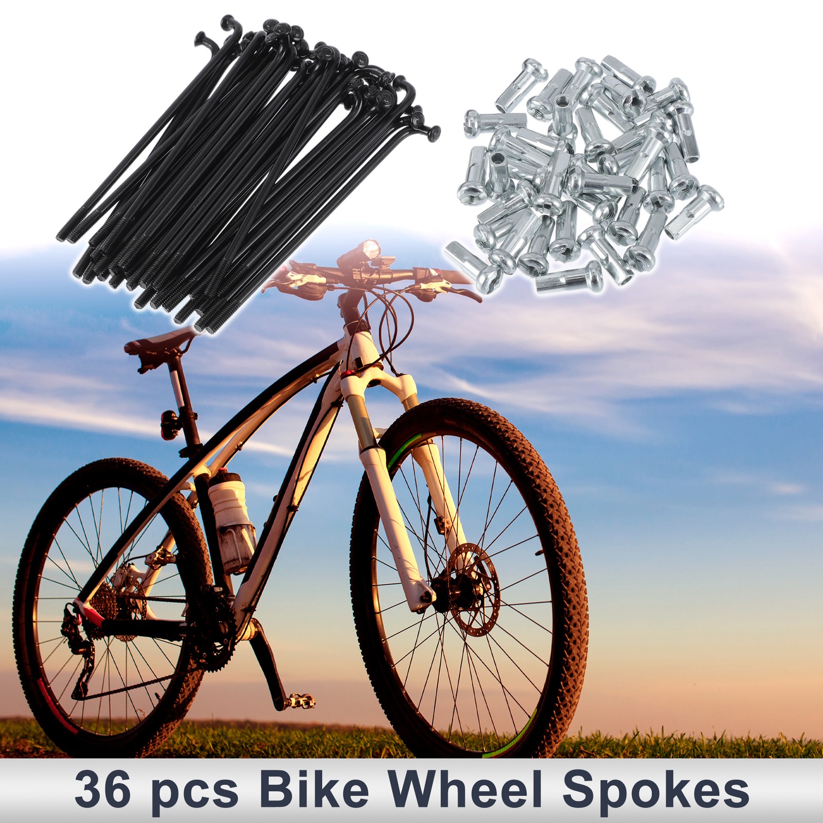 1 Set 13G 72mm Length Bicycle Spokes Nipple 45 Steel Black Universal