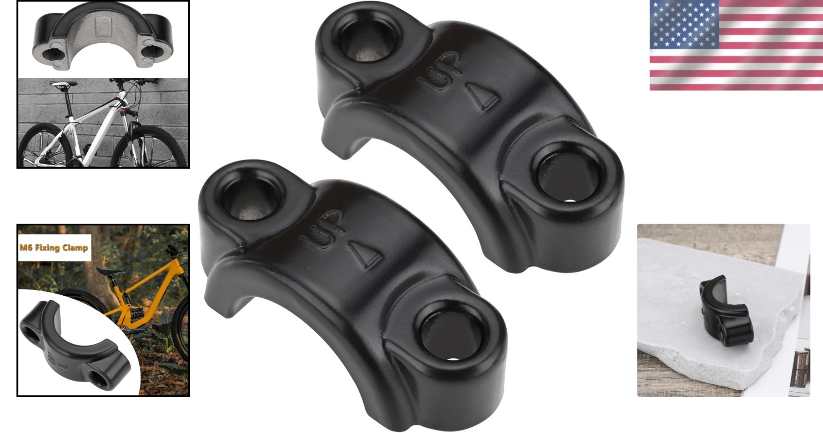 Classic Black Aluminum Brake Lever Clamps (2pcs) for Reliable Biking Performance