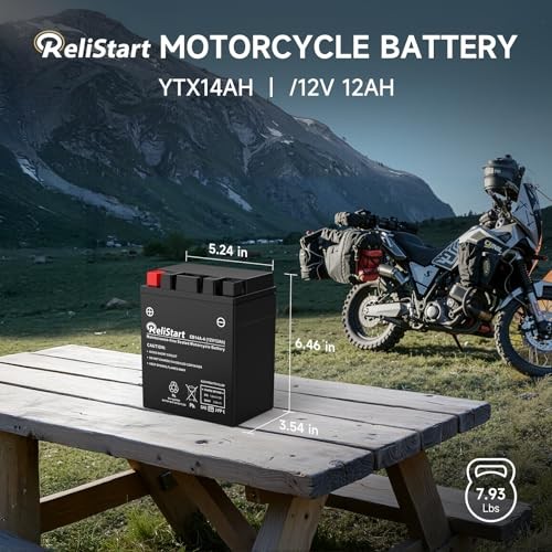 Motorcycle Battery YTX14AH-BS, EB14A-4, 12V 12Ah, 220 CCA, Powersport