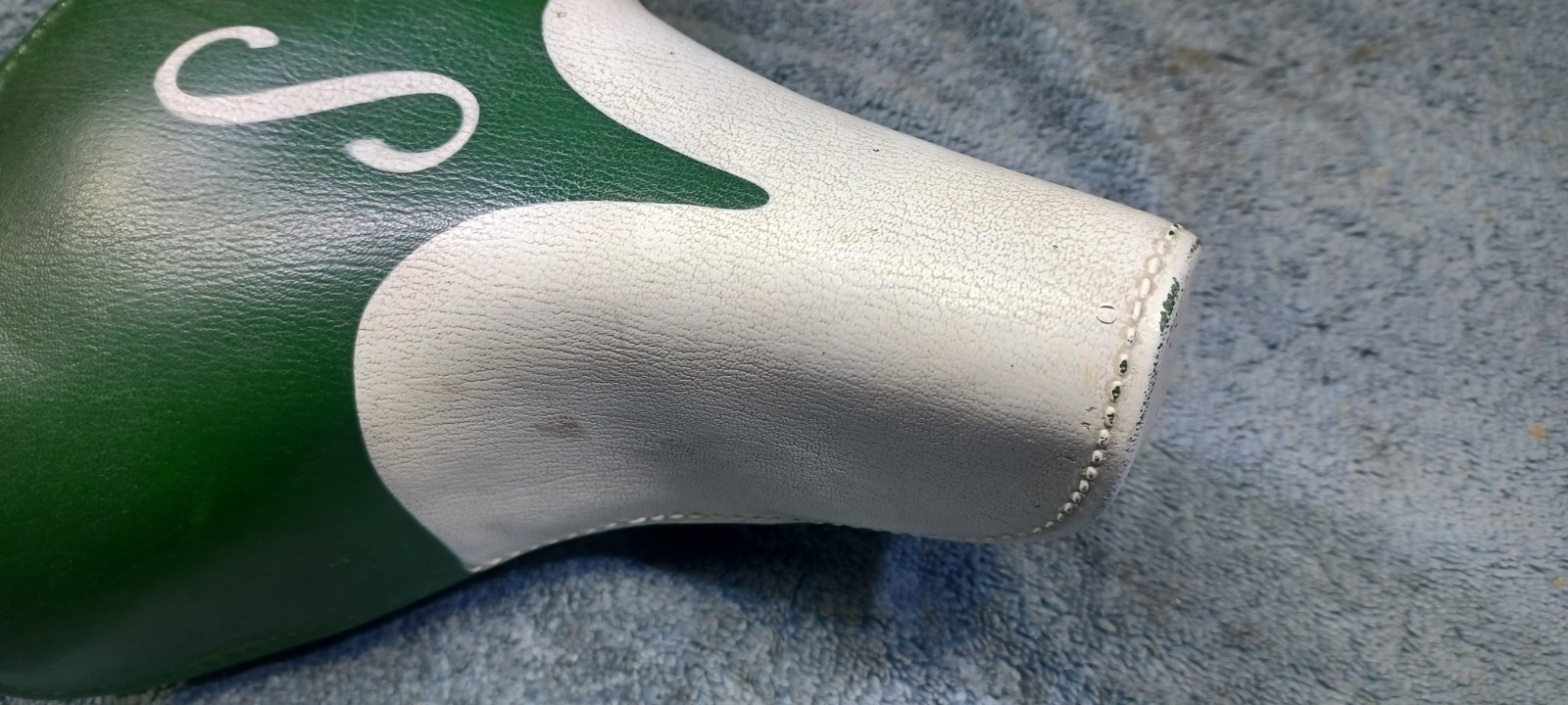 VGC Vintage «S» type Schwinn Green Mesinger Bicycle Seat Saddle with seatpost