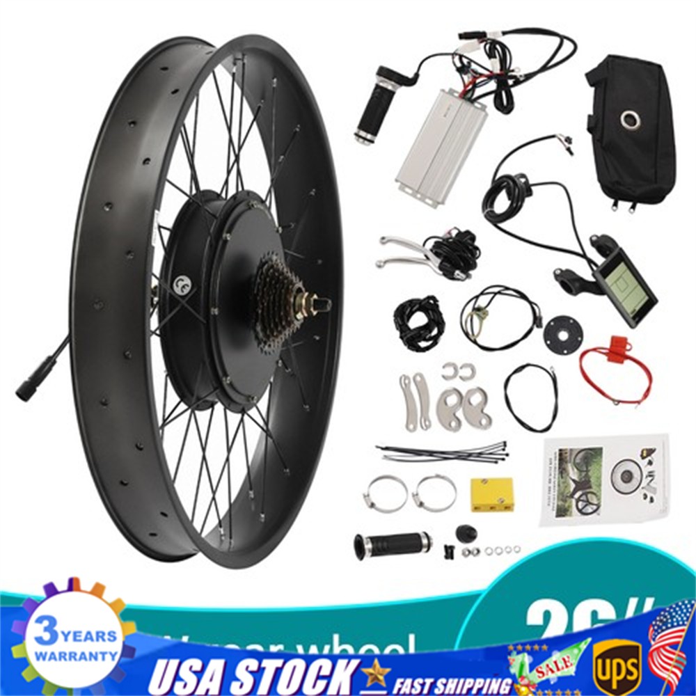 26″ 1200W Fat Tire Electric Bicycle Motor E-Bike Rear Wheel LCD Conversion Kit