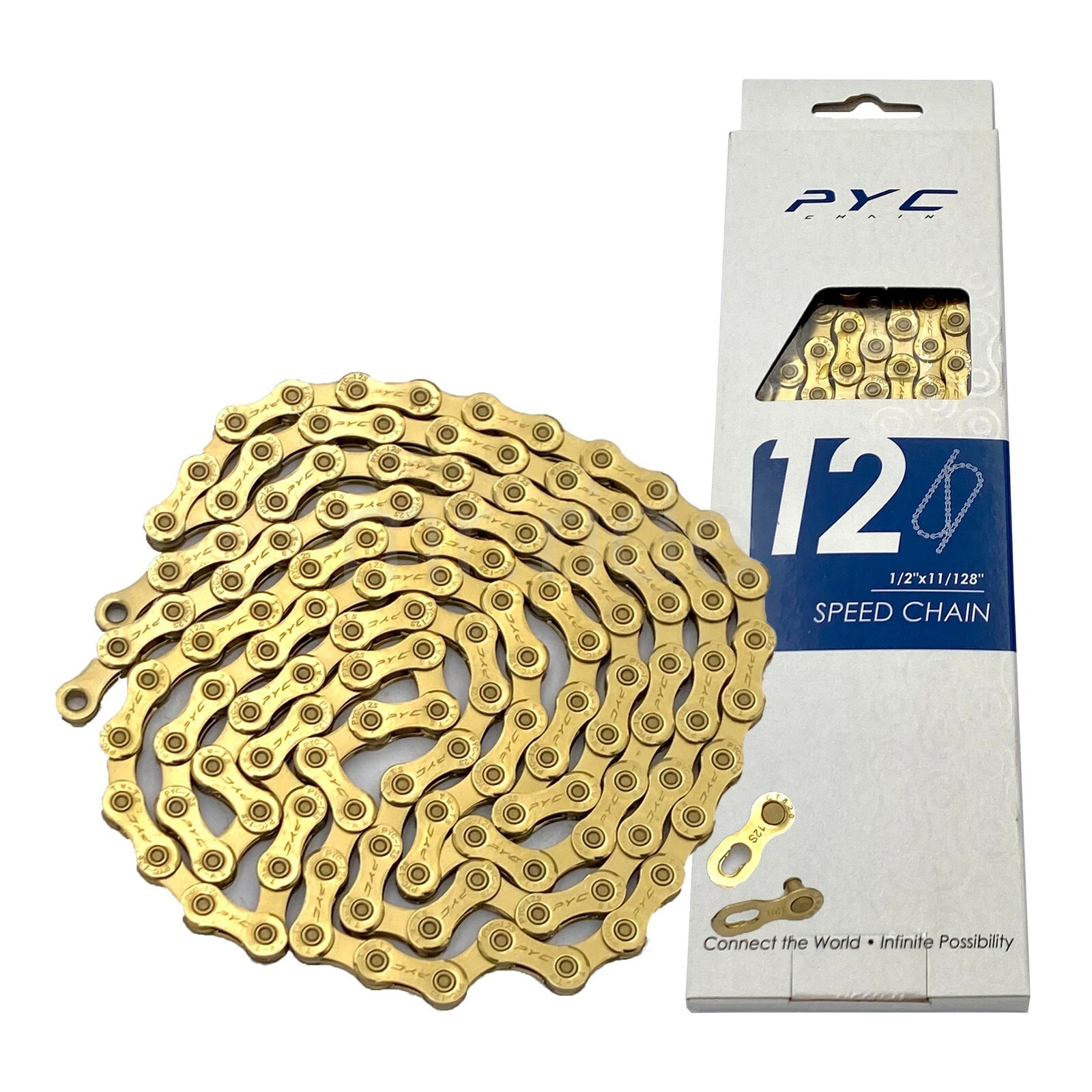 PYC Light Weight Bike 12 Speed Chains fit KMC X12/Shimano/Campy/Sram 126L Gold