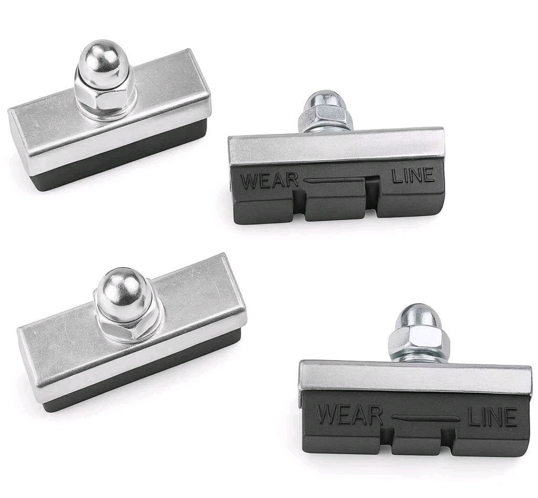 4 PIECES BOLT ON BICYCLE BIKE 40MM RUBBER BRAKE PADS SHOES NEW