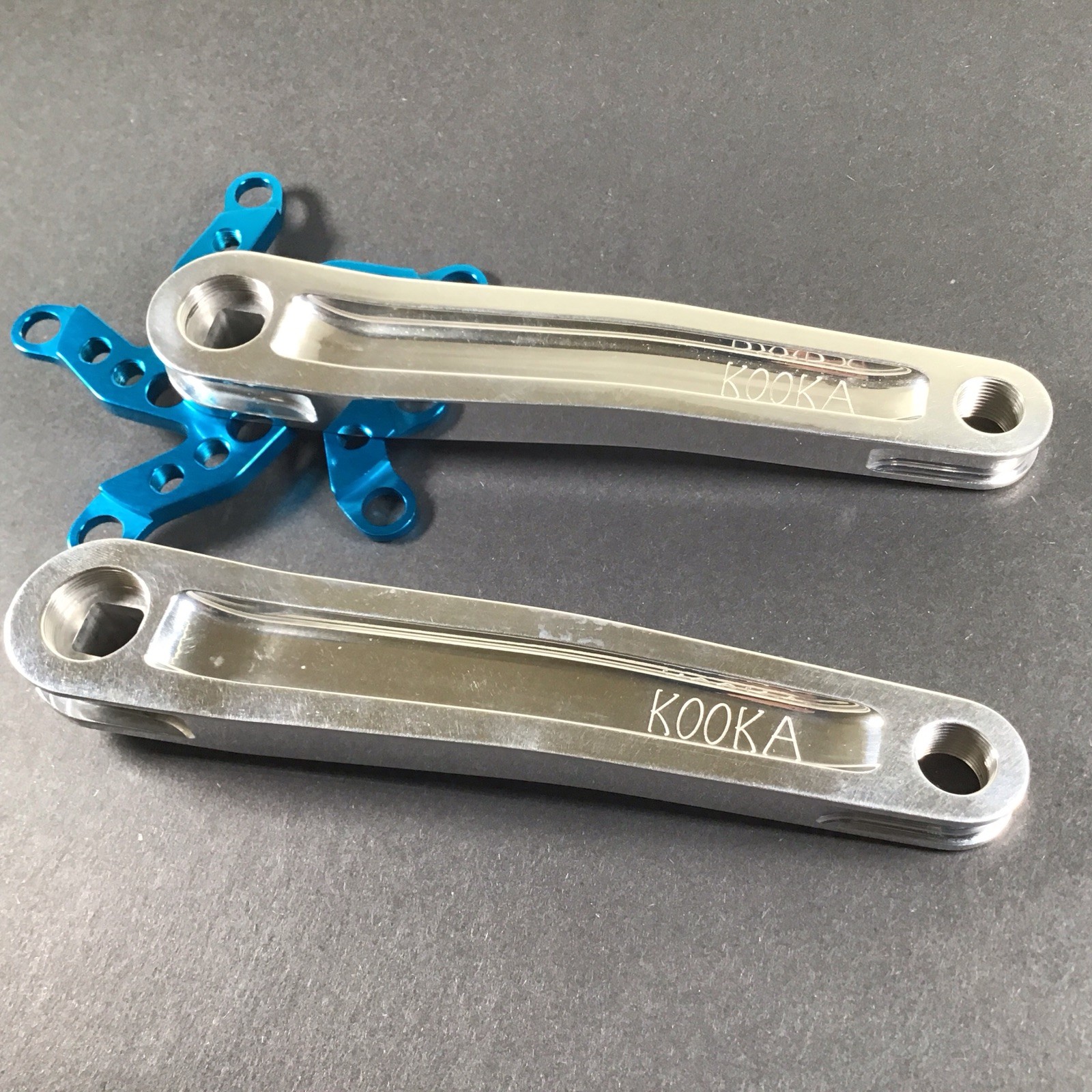 Kooka Crank Arm Set Silver/Blue 170mm 74/110 NOS Vintage MTB Grafton Yeti Klein