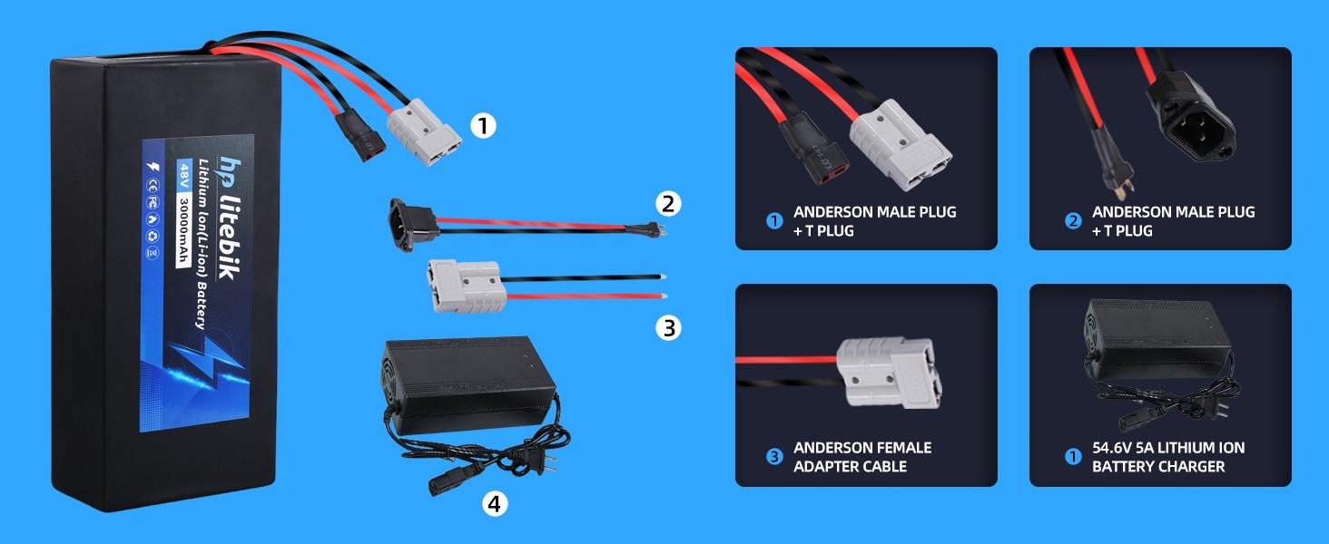 36V 48V 52V 60V 8AH/14AH/16AH/20AH Battery for 200W-1500W Ebike Electric Bicycle